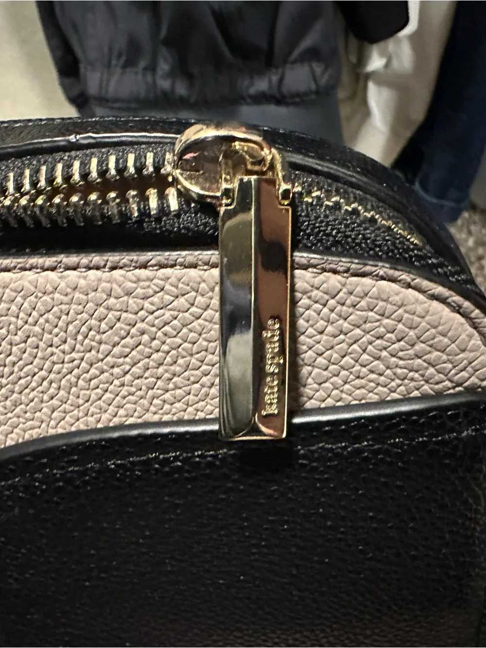 kate spade Black and Cream Pebbled Leather Laptop Tote